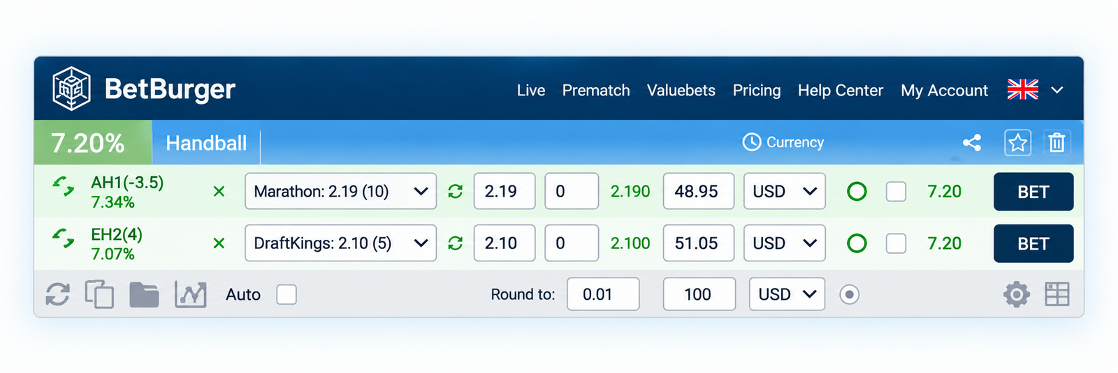 BetBurger scanner and stake calculator